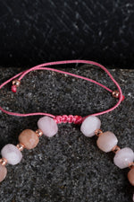 Sertifikalı Güneş Taşı ve Pembe Kuvars Bileklik