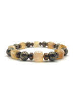 Sertifikalı Hakiki Orijinal 8mm Pirit - Sitrin - Hematit Doğal Taş Misinalı Bileklik