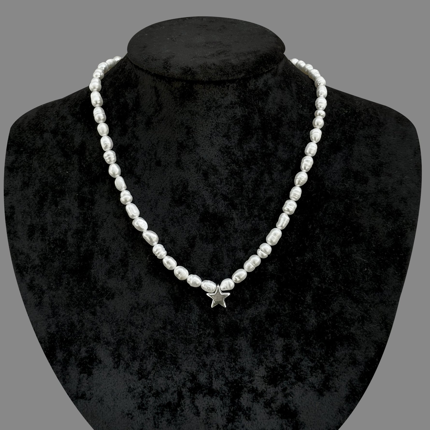 Sertifikalı Hakiki Orijinal İnci Doğal Taş Gümüş Aparatlı (Yıldız Aparatlı) Kolye