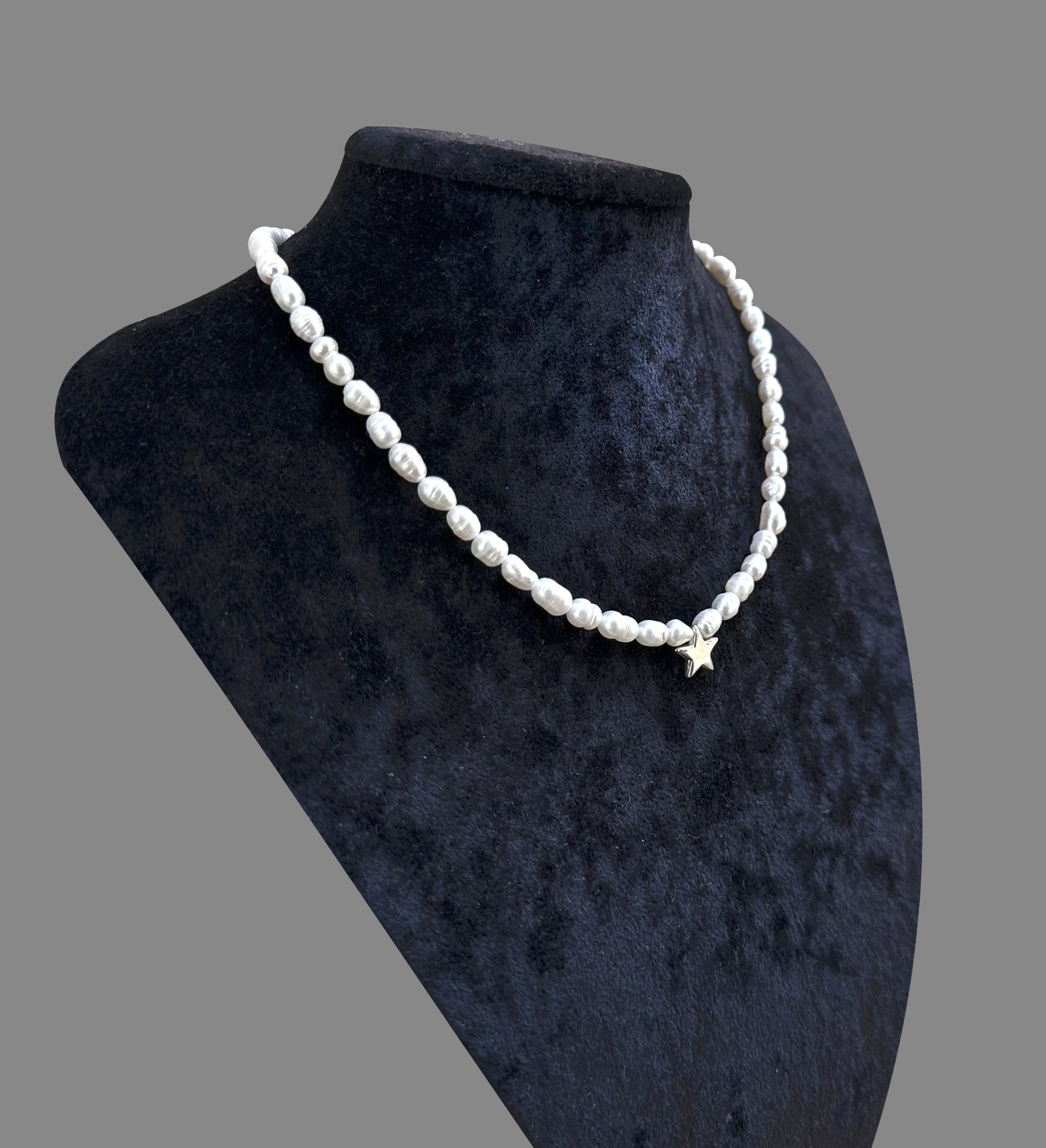 Sertifikalı Hakiki Orijinal İnci Doğal Taş Gümüş Aparatlı (Yıldız Aparatlı) Kolye