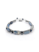 Sertifikalı Hakiki Orijinal Kiyanit - Hematit  Doğal Taş İpli Bileklik (Köşeli Makrome Model)