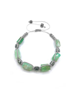 Sertifikalı Hakiki Orijinal Krizopras - Hematit  Doğal Taş İpli Bileklik (Köşeli Makrome Model)