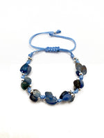 Sertifikalı Hakiki Orijinal Mavi Kiyanit - Hematit Doğal Taş İpli Merdiven Kapama Bileklik 