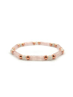 Sertifikalı Pembe Kuvars-Ay Taşı-Hematit Doğal Taş Bileklik