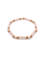 Sertifikalı Pembe Kuvars-Ay Taşı-Hematit Doğal Taş Bileklik