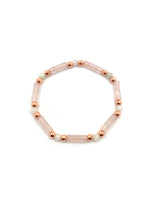 Sertifikalı Pembe Kuvars-Ay Taşı-Hematit Doğal Taş Bileklik