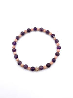 Sertifikalı Rodokrosit Ametist Doğal Taş Misinalı Bileklik 