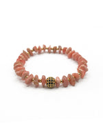 Sertifikalı Hakiki Orijinal Rodokrosit Rondel Kesim - Hematit Doğal Taş Misinalı Bileklik