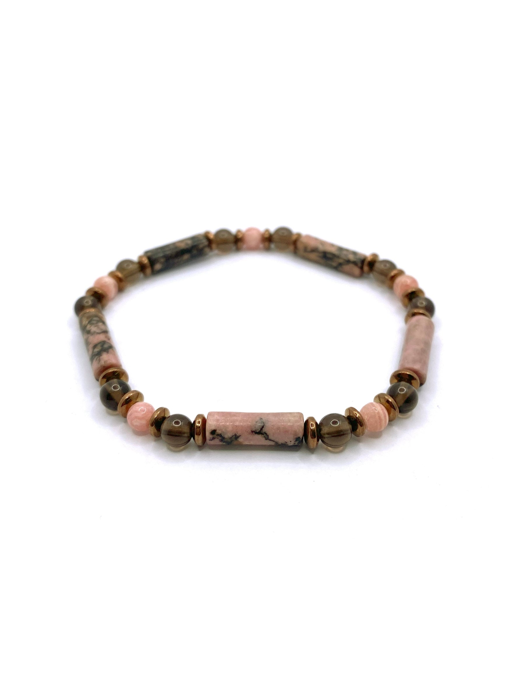 Sertifikalı Hakiki Rodonit-Rodokrosit-Hematit Doğal Taş Bileklik