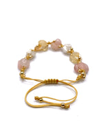 Sertifikalı Hakiki Orijinal Sitrin - Pembe Kuvars - Ay Taşı - Hematit Doğal Taş İpli Merdiven Kapama Bileklik