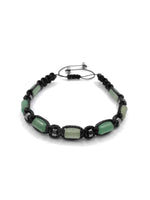 Sertifikalı Hakiki Orijinal Yeşil Aventurin - Hematit  Doğal Taş İpli Bileklik (Köşeli Makrome Model)