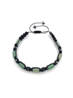 Sertifikalı Hakiki Orijinal Yeşil Aventurin - Hematit  Doğal Taş İpli Bileklik (Köşeli Makrome Model)