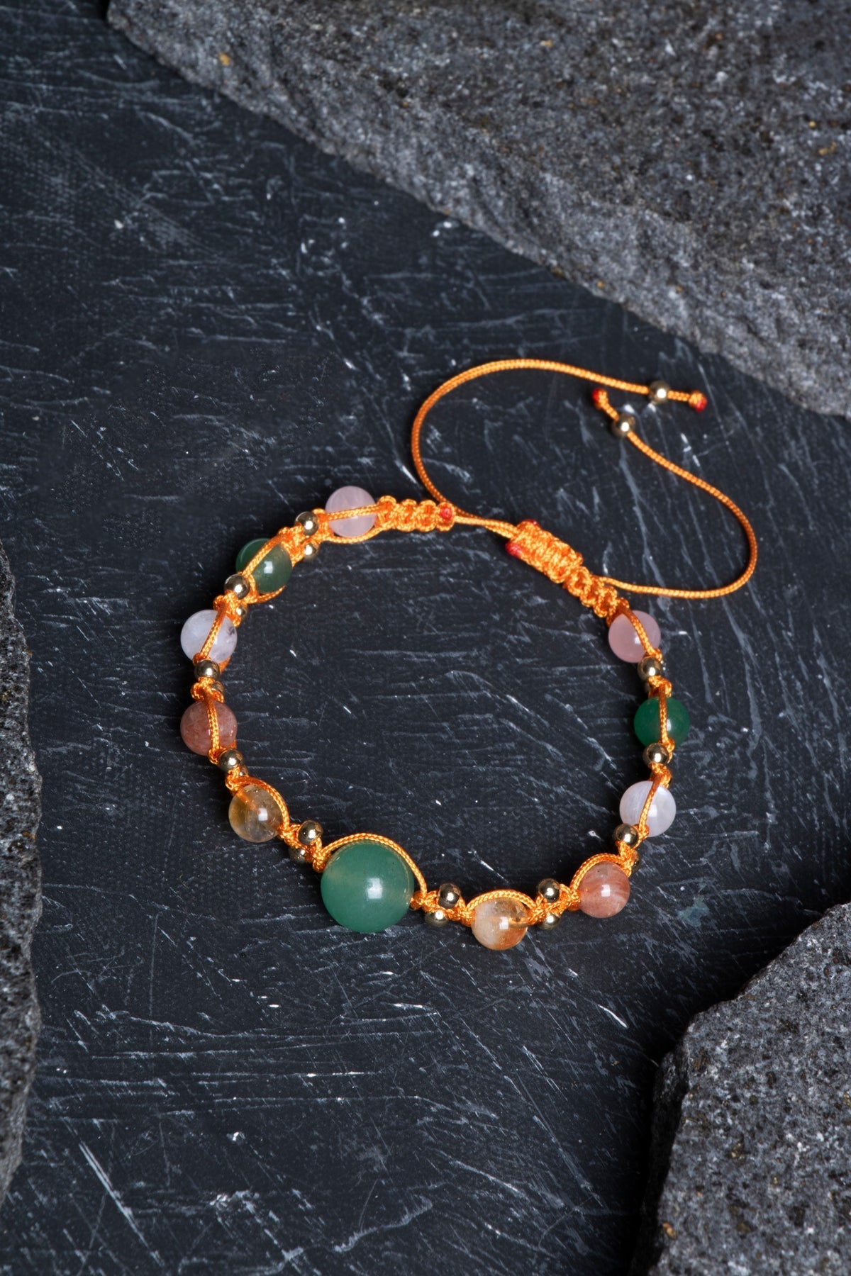 Sertifikalı  Doğal Taş Makrome Bileklik -İkizler Burcu