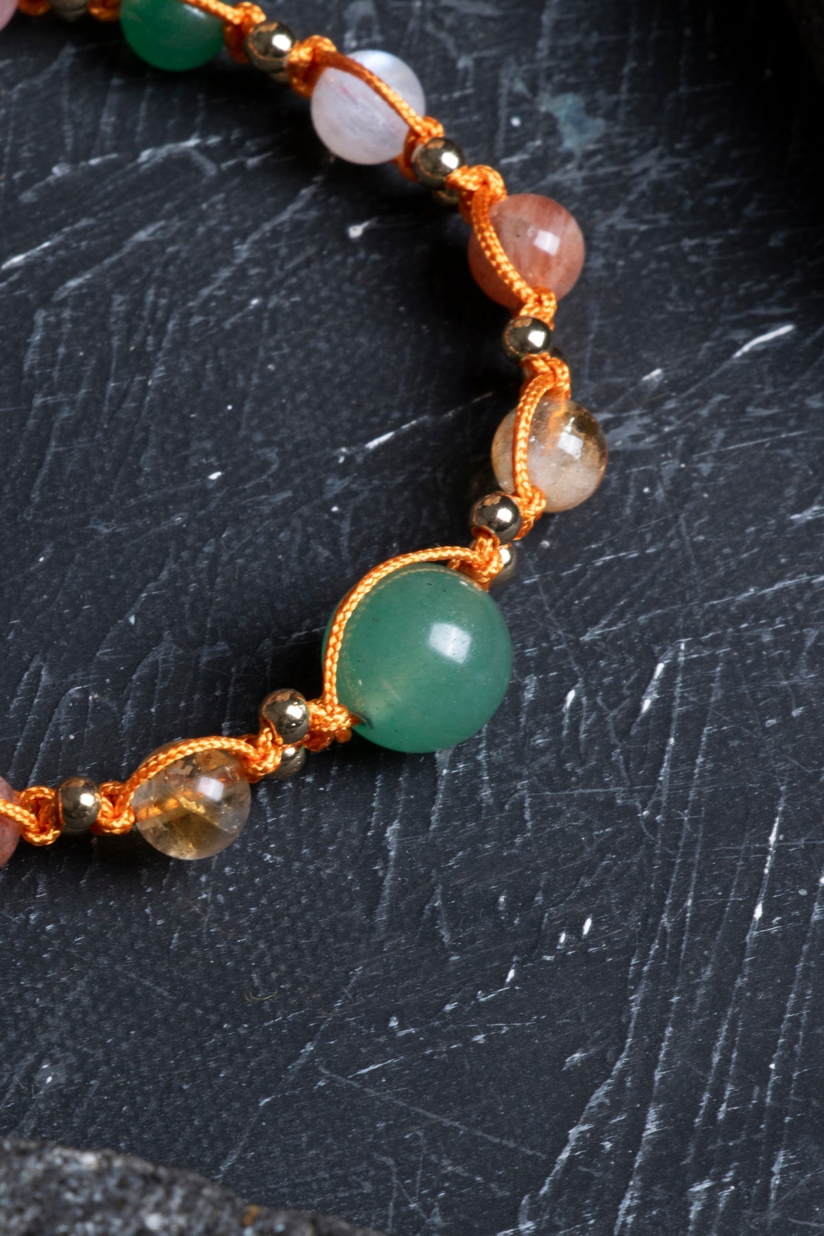 Sertifikalı  Doğal Taş Makrome Bileklik -İkizler Burcu