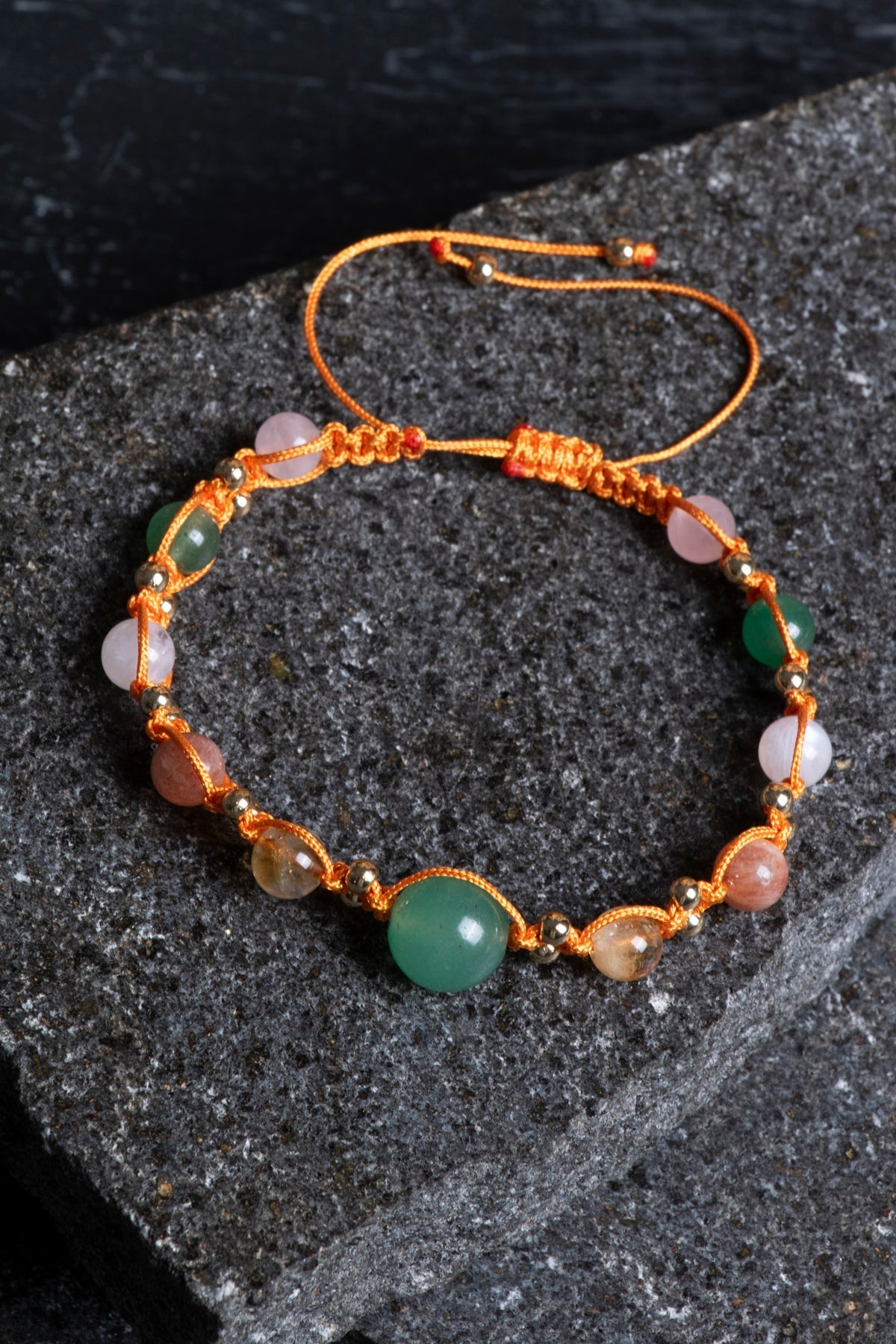 Sertifikalı  Doğal Taş Makrome Bileklik -İkizler Burcu