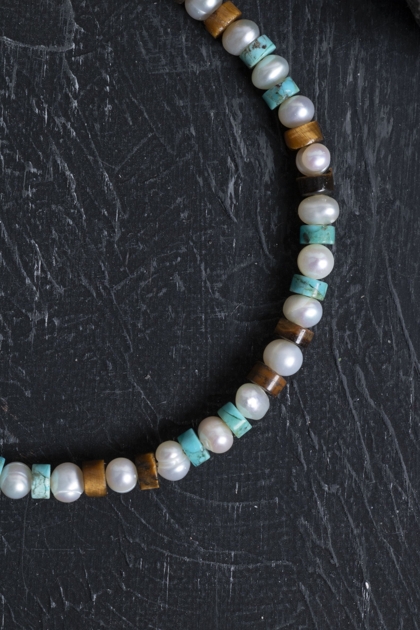 Sertifikalı İnci Kaplan Gözü Turkuaz Gümüş Kapama Doğal Taş Bileklik