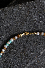 Sertifikalı İnci Kaplan Gözü Turkuaz Gümüş Kapama Doğal Taş Seti