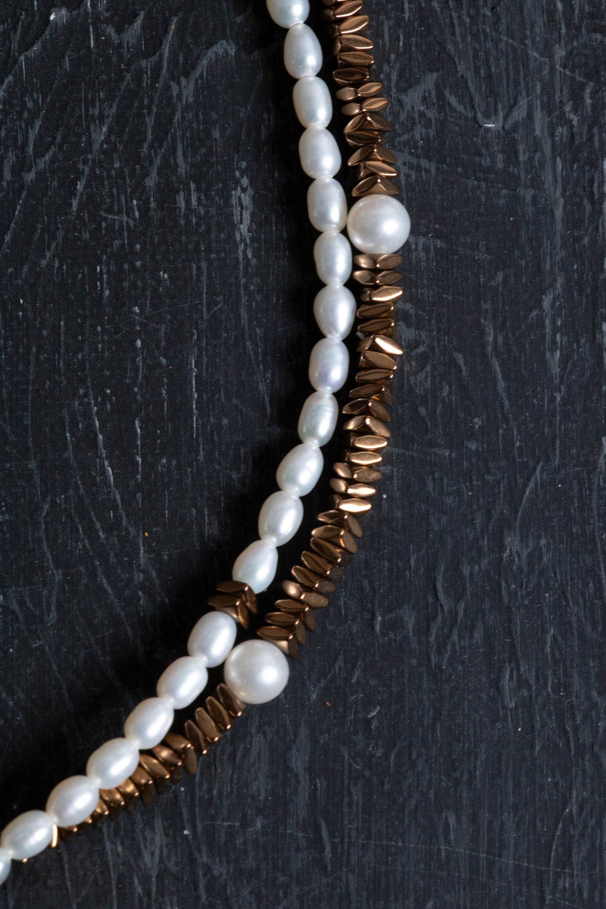 Sertifikalı İnci ve Hematit Doğaltaş Kolye