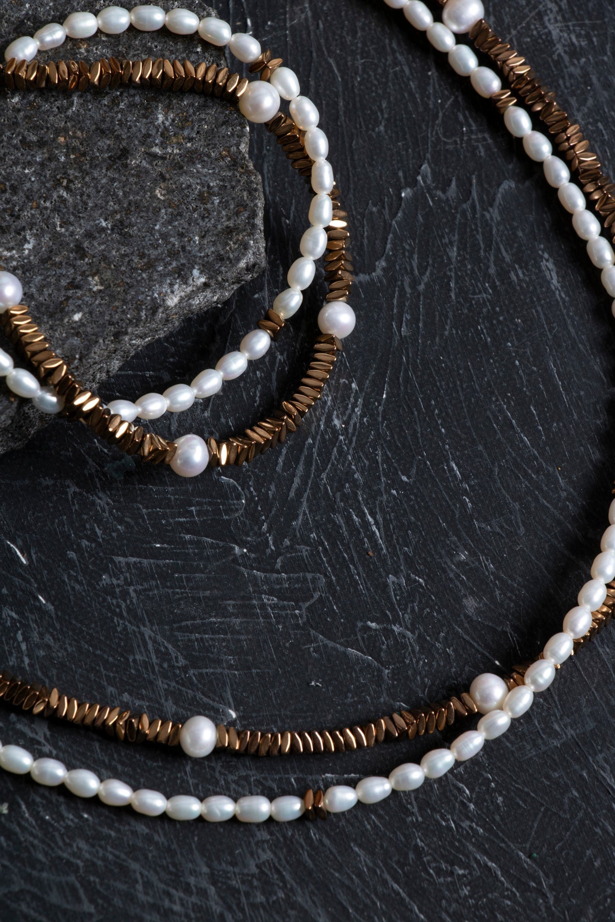 Sertifikalı İnci ve Hematit Doğaltaş Takım