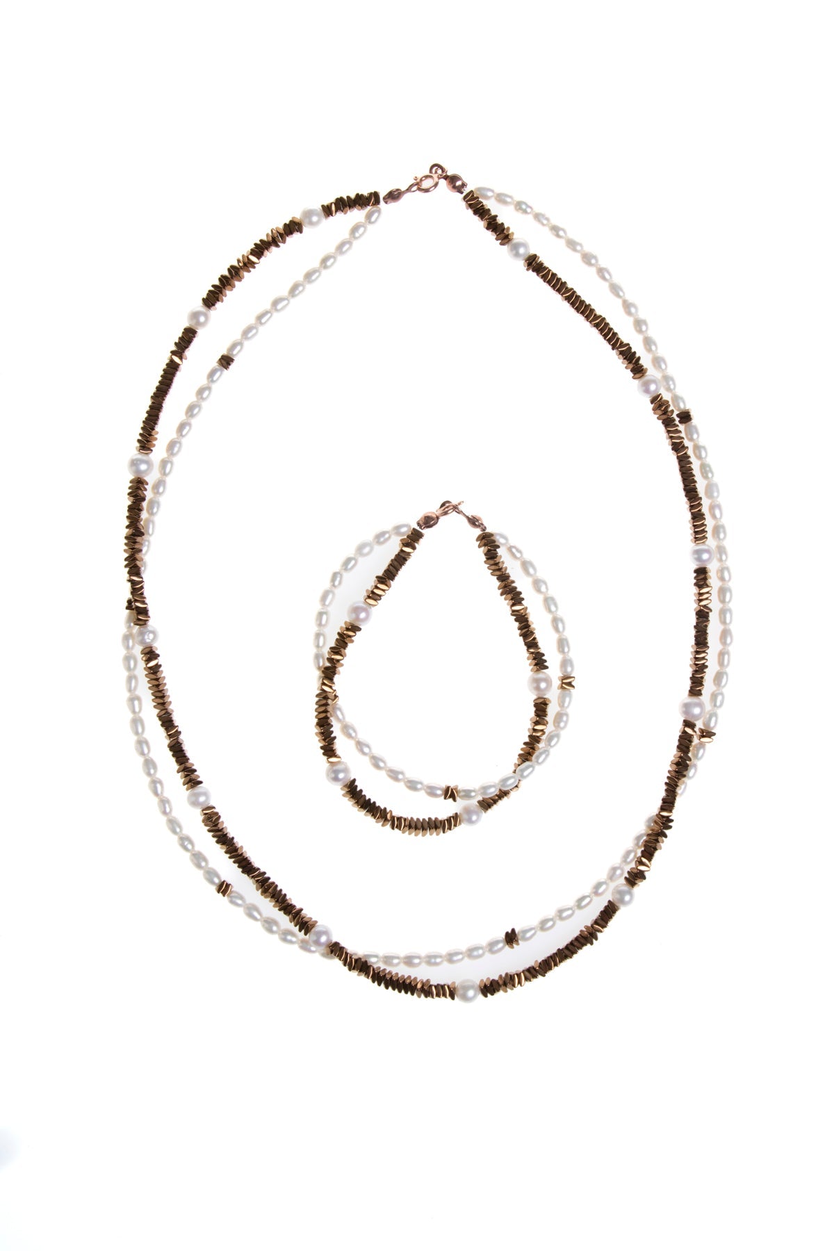 Sertifikalı İnci ve Hematit Doğaltaş Takım