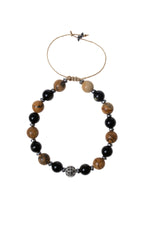 Sertifikalı Jasper, Obsidyen, Hematit Doğal Taş Makrome Bileklik