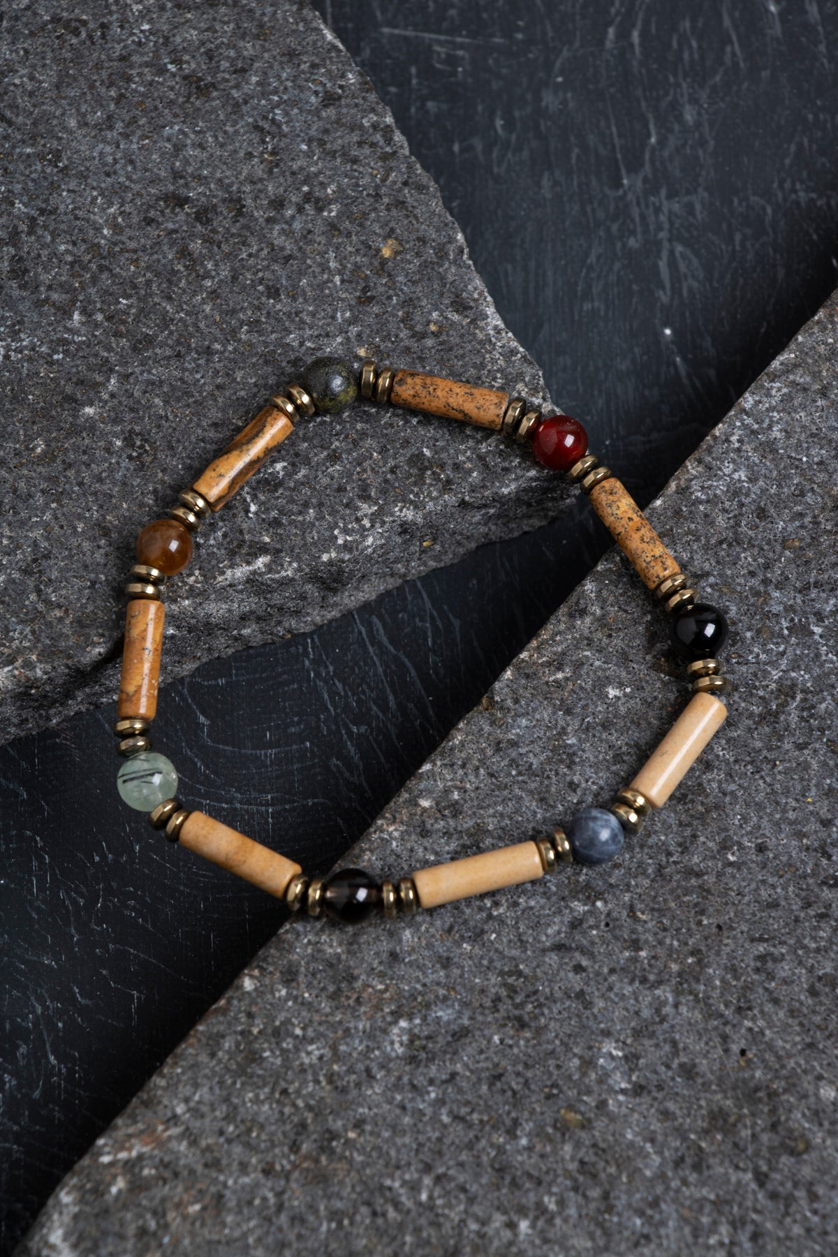 Sertifikalı Jasper ve Oğlak Burcu Doğal Taş Bileklik