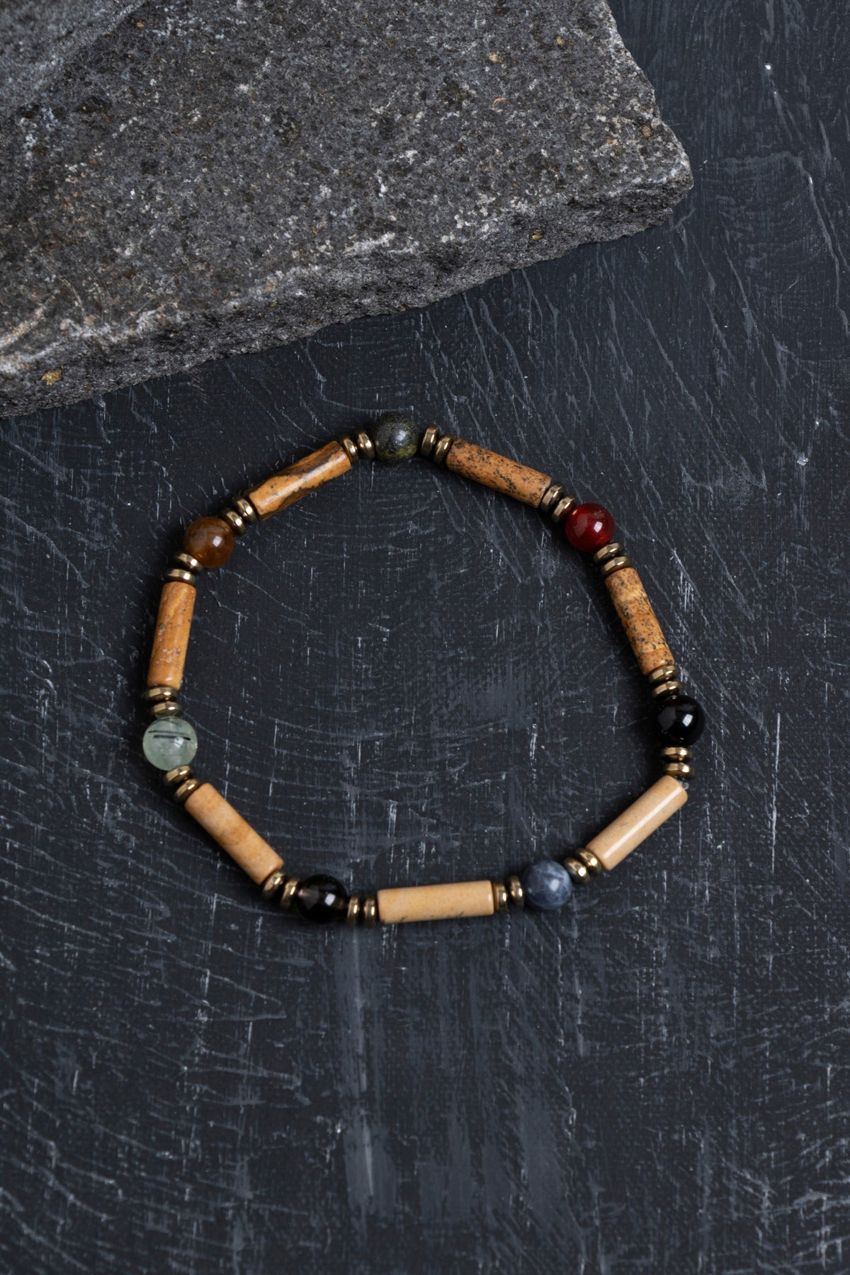 Sertifikalı Jasper ve Oğlak Burcu Doğal Taş Bileklik