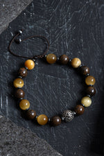 Sertifikalı Kaplan Gözü, Bronzit, Hematit Doğal Taş Makrome Bileklik