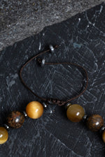 Sertifikalı Kaplan Gözü, Bronzit, Hematit Doğal Taş Makrome Bileklik