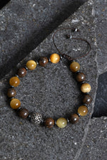 Sertifikalı Kaplan Gözü, Bronzit, Hematit Doğal Taş Makrome Bileklik