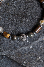 Sertifikalı Kaplan Gözü, Pirit, Sitrin, Hematit Zirkon Aparat Doğal Taş Makrome Bileklik