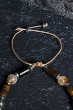 Sertifikalı Kaplan Gözü, Pirit, Sitrin, Hematit Zirkon Aparat Doğal Taş Makrome Bileklik