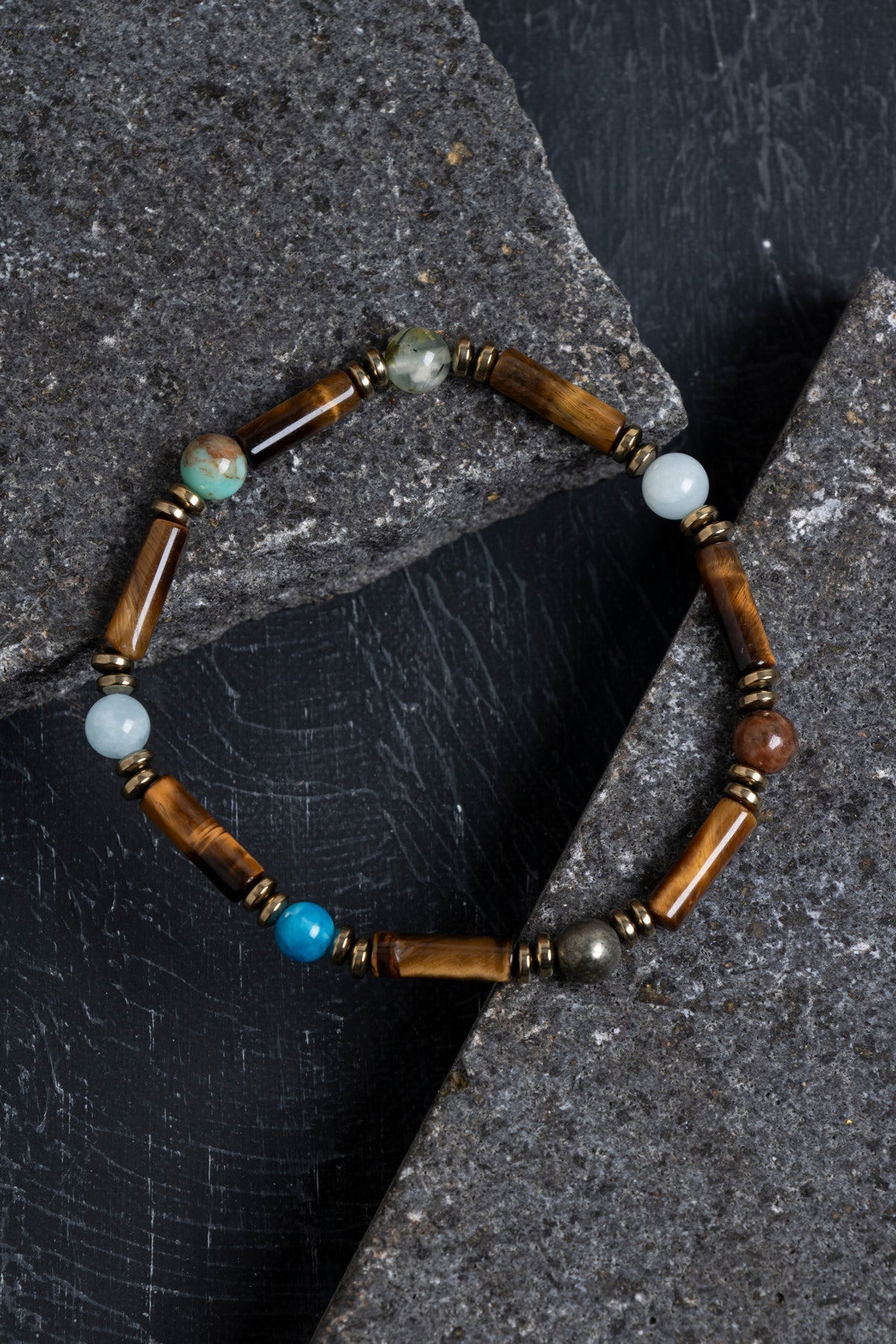 Sertifikalı Kaplan Gözü ve Doğal Taş Erkek Bileklik