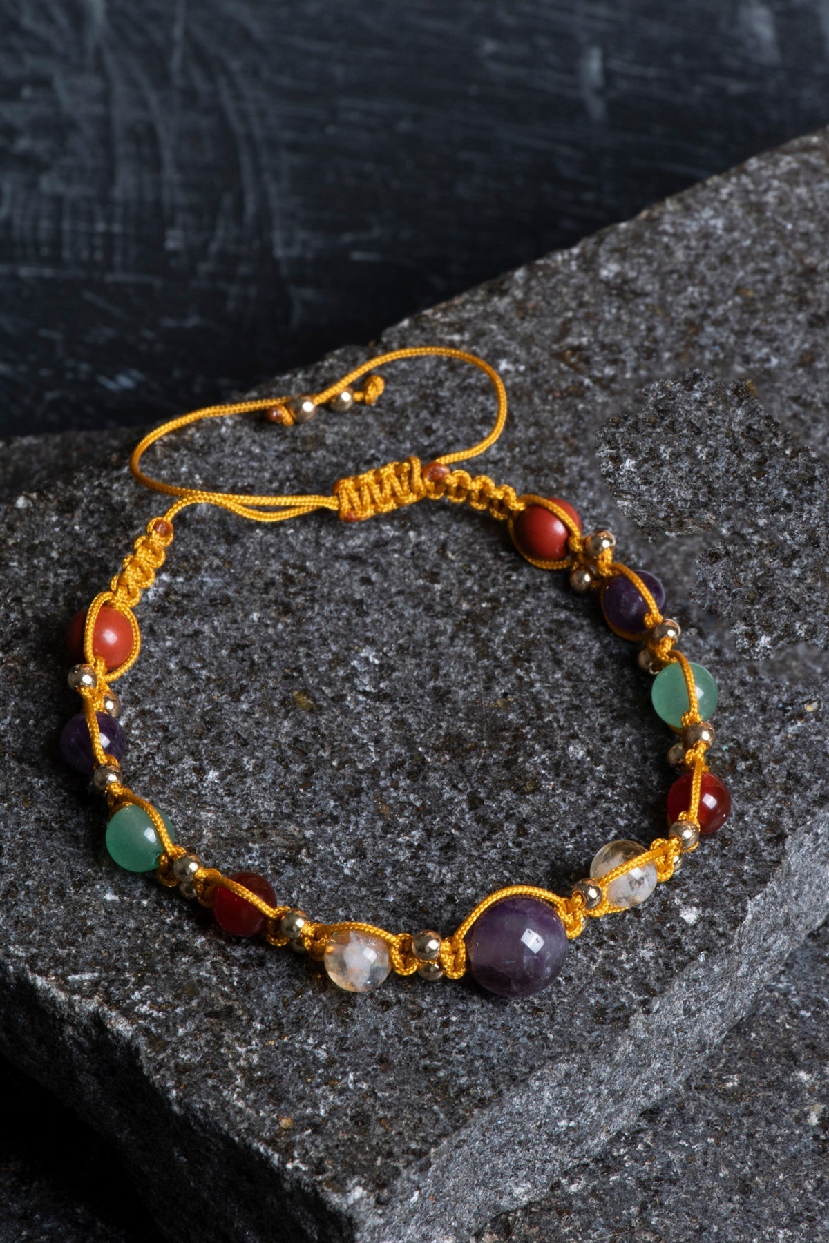 Sertifikalı  Doğal Taş Makrome Bileklik-Koç Burcu