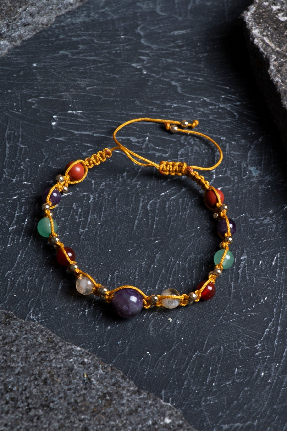 Sertifikalı  Doğal Taş Makrome Bileklik-Koç Burcu