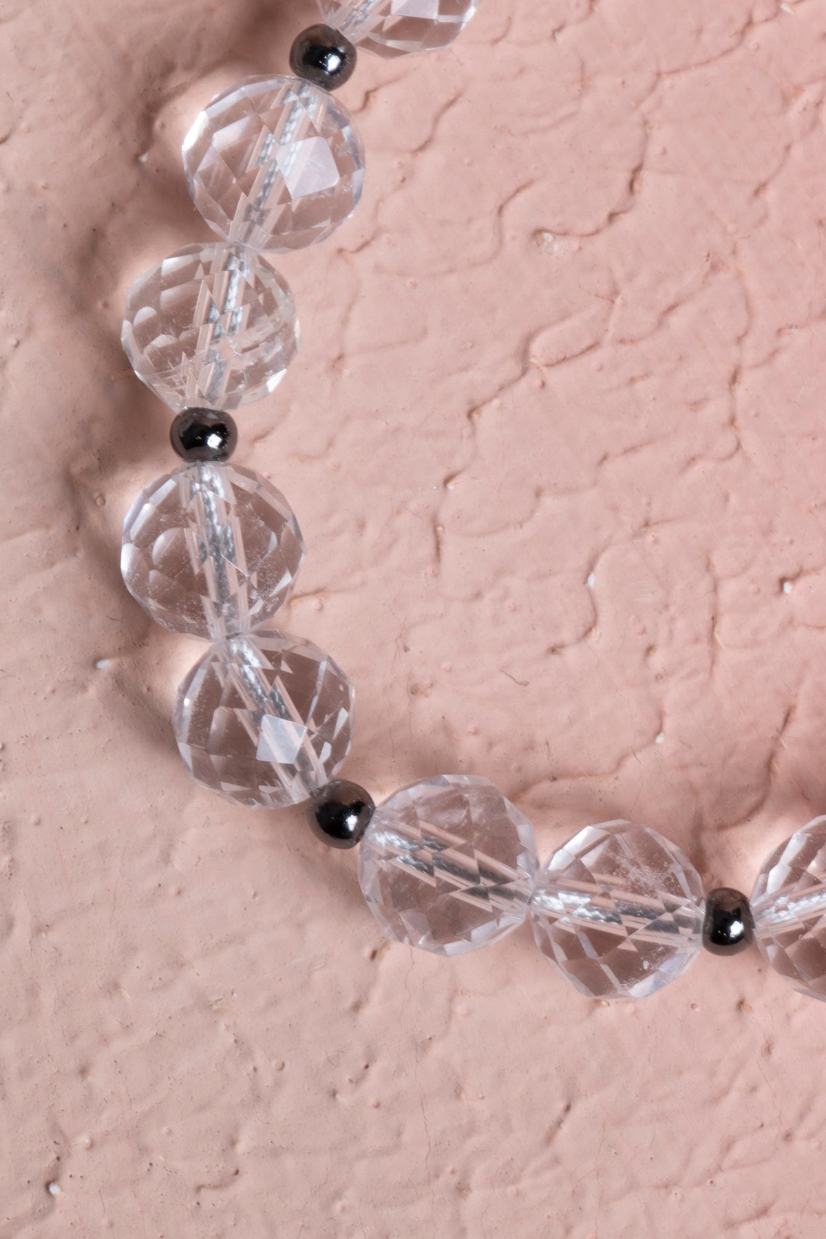 Sertifikalı Kristal Kuvars, Hematit Fasetli Doğal Taş Makrome Bileklik 