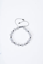 Sertifikalı Kristal Kuvars, Hematit Fasetli Doğal Taş Makrome Bileklik 