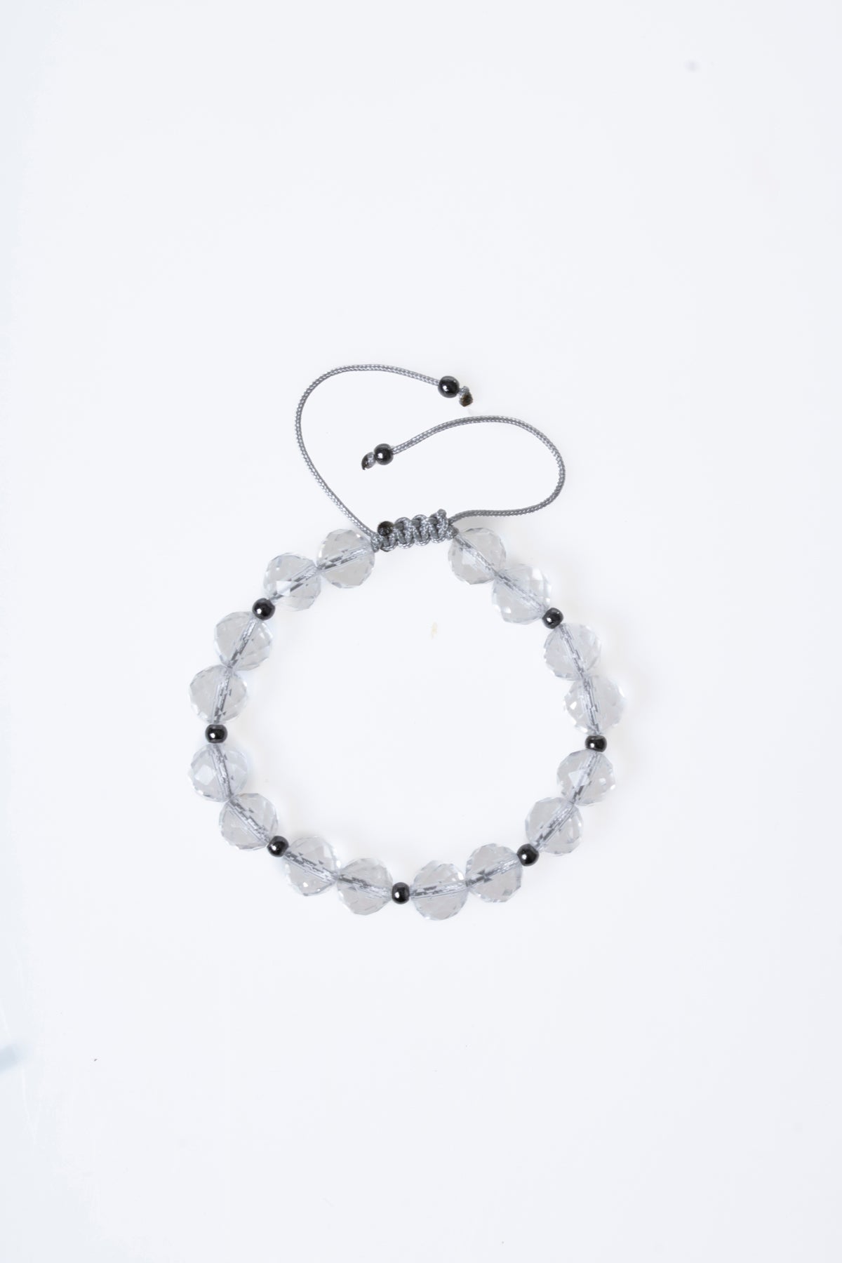 Sertifikalı Kristal Kuvars, Hematit Fasetli Doğal Taş Makrome Bileklik 