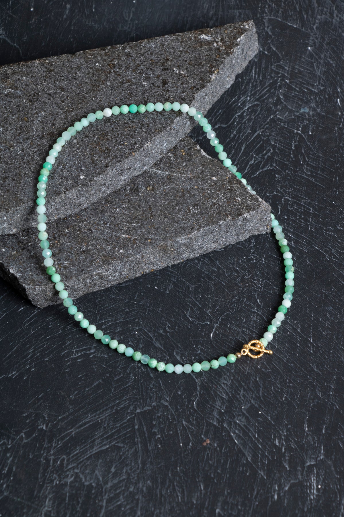 Sertifikalı Krizopras Altın Kaplama Gümüş Aparat  Kolye