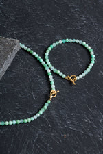 Sertifikalı Krizopras Altın Kaplama Gümüş Aparat Doğal Taş Set