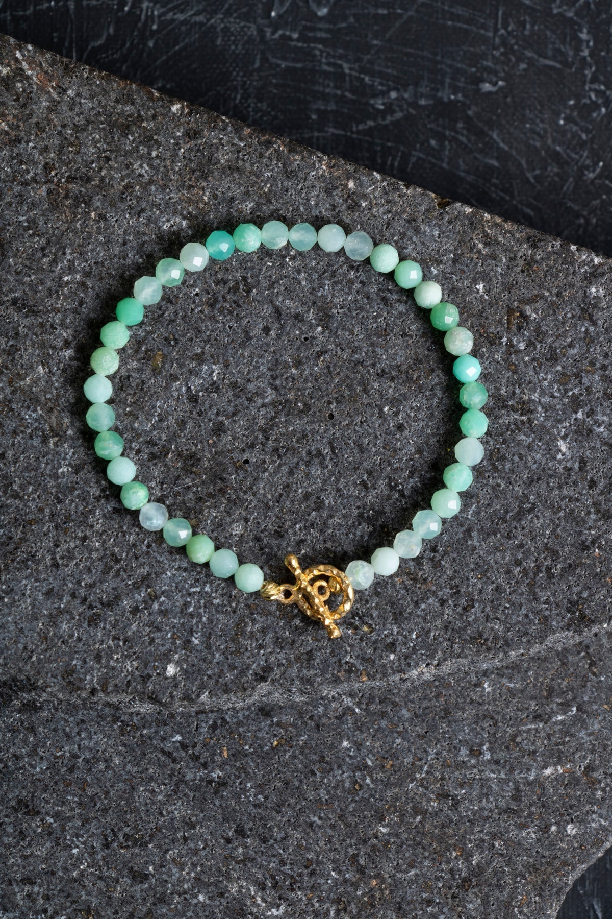 Sertifikalı Krizopras Altın Kaplama Gümüş Aparat Doğal Taş Bileklik