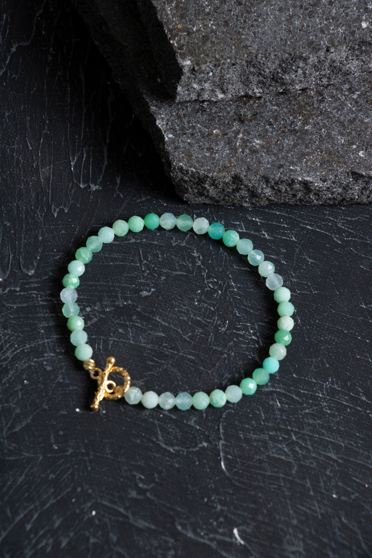 Sertifikalı Krizopras Altın Kaplama Gümüş Aparat Doğal Taş Bileklik