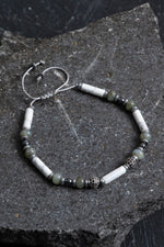 Sertifikalı Labradorit, Havlit, Hematit Doğal Taş Makrome Bileklik