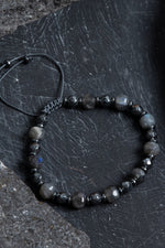 Sertifikalı Labradorit, Hematit Doğal Taş Makrome Bileklik