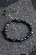 Sertifikalı Labradorit, Hematit Doğal Taş Makrome Bileklik