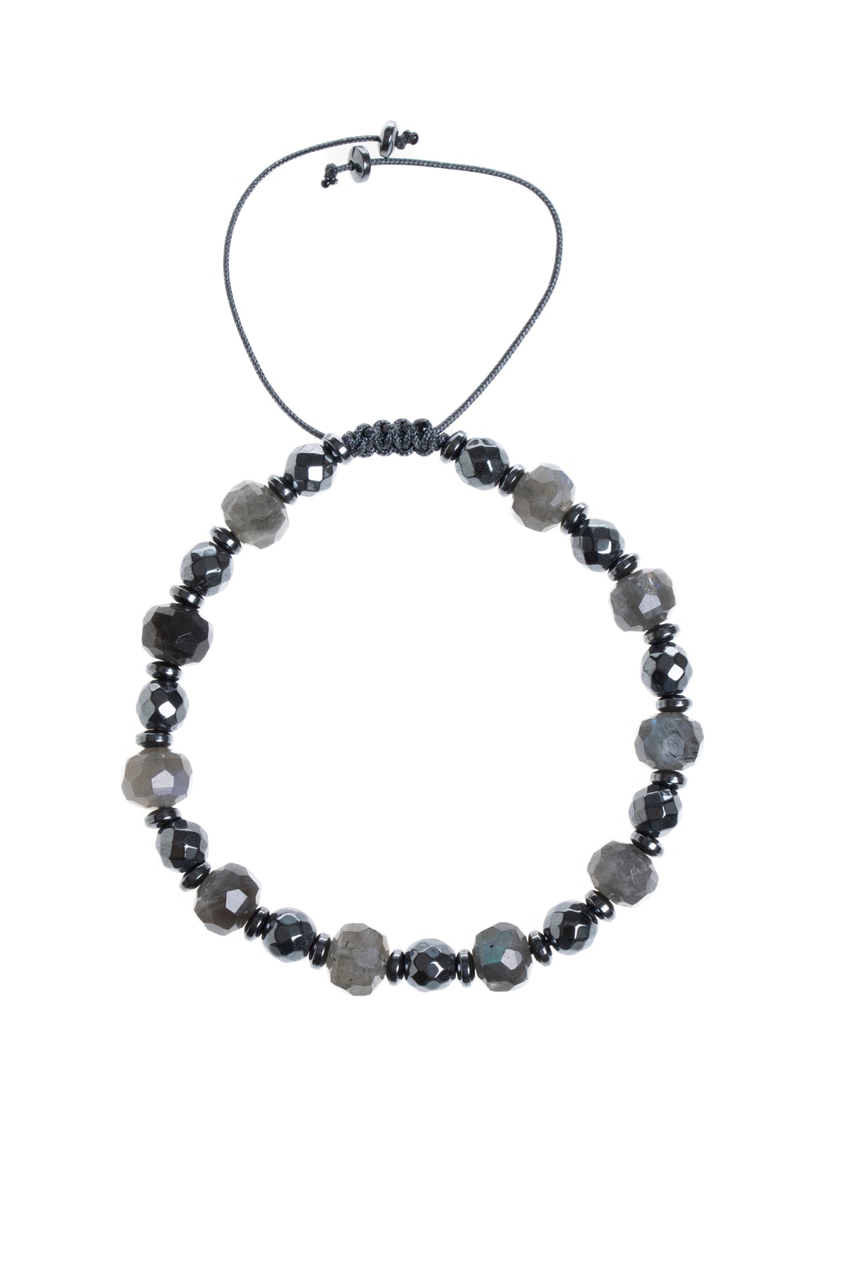 Sertifikalı Labradorit, Hematit Doğal Taş Makrome Bileklik