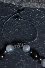 Sertifikalı Labradorit, Obsidyen, Hematit Doğal Taş Makrome Bileklik