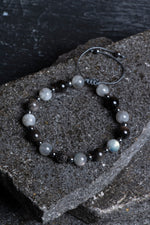 Sertifikalı Labradorit, Obsidyen, Hematit Doğal Taş Makrome Bileklik