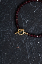 Sertifikalı Lal Granat Altın Kaplama Fasetli  Doğal Taş Bileklik