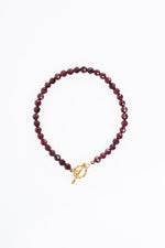 Sertifikalı Lal Granat Altın Kaplama Fasetli  Doğal Taş Bileklik